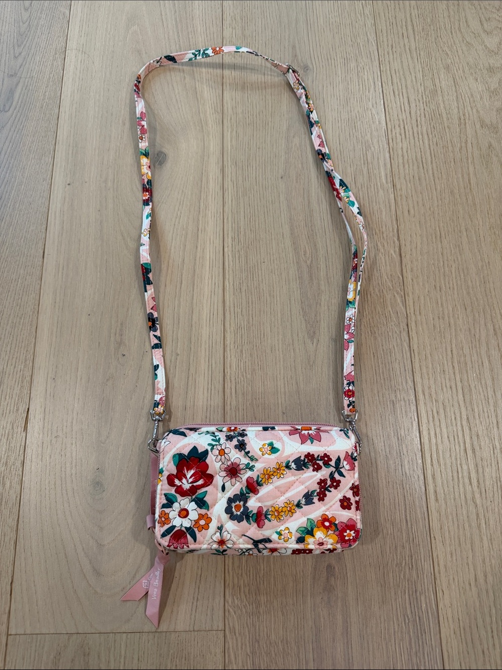 Ver Bradley Floral Quilted Crossbody Bag - Pink